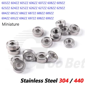 Stainless Steel 304 440 Mini Deep Groove Ball Bearings 603ZZ - 698ZZ Bore 3-9mm - Picture 1 of 19