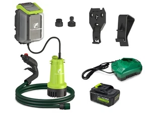 FLUENTPOWER Cordless Submersible Rain Barrel Water Pump Kit 18V Battery Operated - Picture 1 of 6