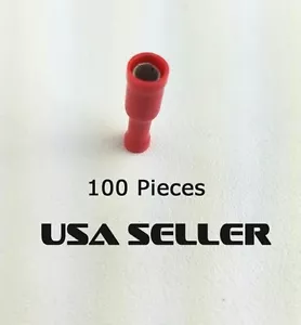 100 piezas CONECTOR BALA ROJO 22-18 GA TERMINAL VINILO FEMENINO .157 REDONDO DISCO RÁPIDO - Imagen 1 de 1