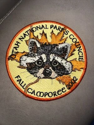 2002 Utah National Parks Council Fall Camporee Boy Scout Patch BSA Raccoon - Image 1 of 2