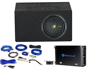 Kicker 50CWCD84 CompC 8" DVC 4 ohm Car Subwoofer+Amplifier+Vented Sub Box CWCD84 - Picture 1 of 12