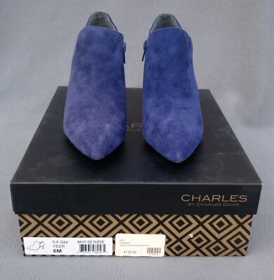 CHARLES by CHARLES DAVID Mujer Veer Azul Marino Gamuza Botas Zapatos, talla 6, NUEVO Foto 1 de 4