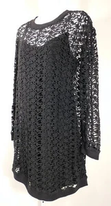 Vestido para mujer AllSAINTS negro de encaje superpuesto manga larga talla M - Imagen 1 de 5