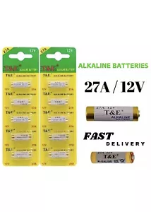 2.49 Cada Batería Baterías A27 12v MN27 EL812 L828 Batería Alcalina T&E 27a Reino Unido - Imagen 1 de 1