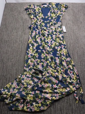Eva Mendes NY & Co. Wrap Floral Maxi Dress Flutter Sleeve Women's S New w Tag - Image 1 of 4