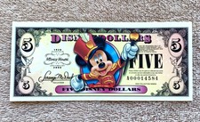 2008 Disneyland Disney Dollar $5 Mickey Mouse Band Leader Serial #A00014584