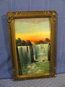 Antique Oil Painting Niagara Falls New York - Picture 1 of 12