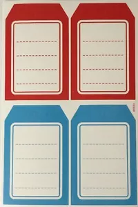 RED/BLUE TAG Stickers(4pc)Jot•Paper Labels•Journaling•Scrapbooking •Memories• - Picture 1 of 9