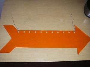 LARGE ACRYLIC ORANGE ARROW HANGING SIGN PREOWNED - Picture 1 of 7