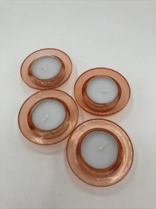Tealight Glass Candle Holder Set Of 4 Orange Candles Included Halloween Autumn - Picture 1 of 6