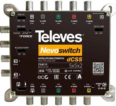 Televes MSU5216C dCSS NevoSwitch Einkabel-Multischalter, 5 Eingänge, 2 Ausgänge  - Bild 1 von 3