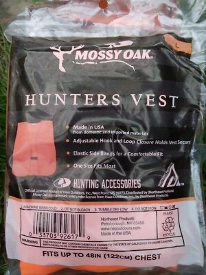 Mossy Oak Orange Hunters Vest 2 Pack Size Large New in Package . B2 - Image 1 of 3