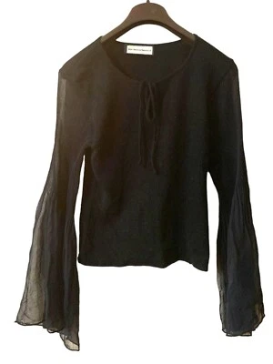 Gran Suéter Americano Cuello Manga Larga Flutter Pullover Negro Pequeño S2 Foto 1 de 4