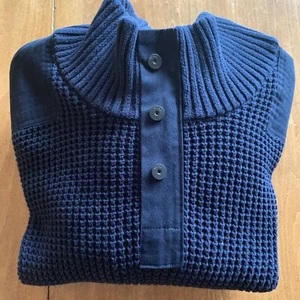 Mens Buffalo David Bitton 1/4 Zip/Snap Pull Over Sweater Navy Blue Size XL TG - Picture 1 of 11