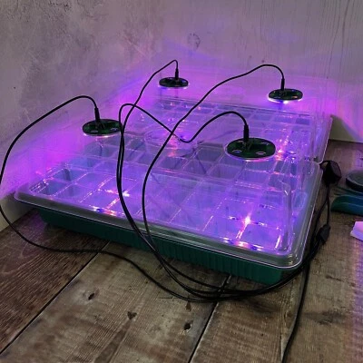 Plant Propagator 40 Cell Seed Tray with Full Spectrum USB Grow Lights -Pack of 2 - Image 1 of 4