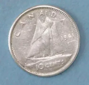 CANADÁ (1) MONEDA 10 CÉNTIMOS 1961 PLATA EXTRA FINA 0,8000 - Imagen 1 de 2