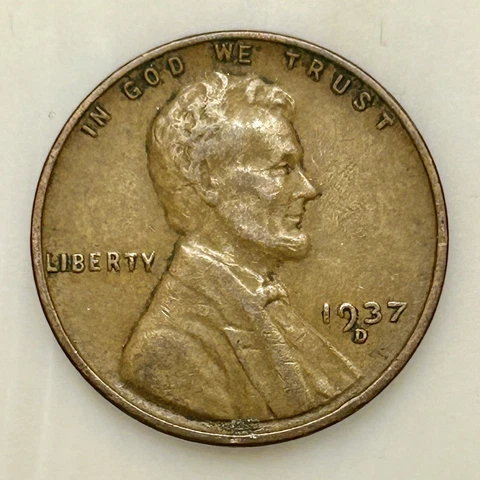 1937-D Lincoln Penny. Please Read Description. Your Actual Coin In Photo Cover