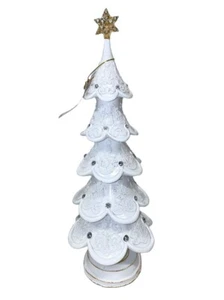 Cupcakes & Cashmere White  Rhinestone Scallop Resin 18" Christmas TREE Decor NEW - Picture 1 of 4