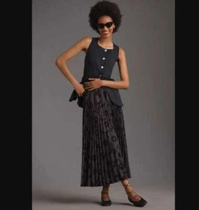 Gonna midi plissettata plissettata nuova donna XL Marimekko x Anthropologie Myy Unikko - Foto 1 di 10