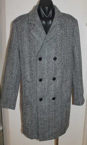 BoohooMan Wool Blend Herringbone Overcoat Coat Men's Size Large BNWT Man - Picture 1 of 9