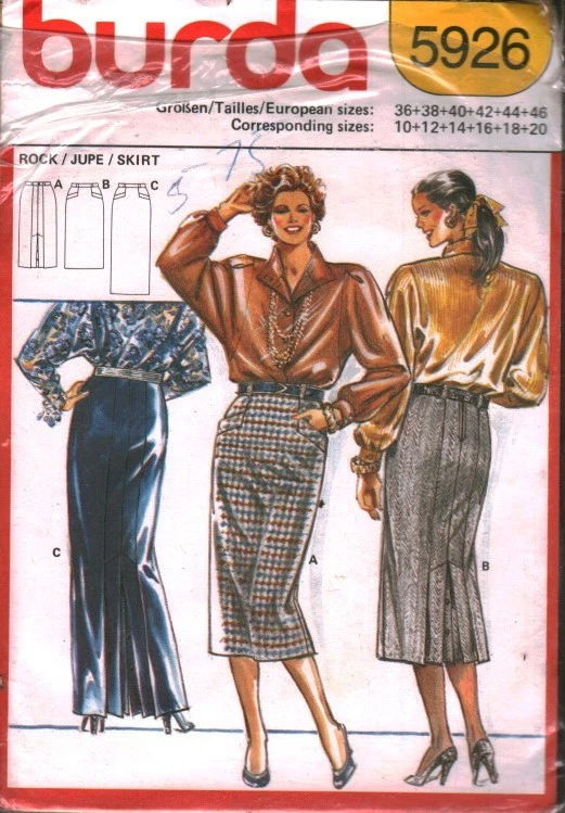 5926 Vintage Burda SEWING Pattern Misses Fitted Skirt Kick Pleat 10 - 14 OOP Sew - Image 1 of 1