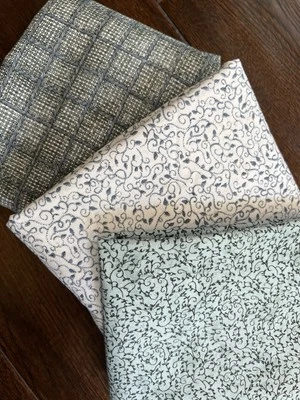 MODA Deb Strain 1996 Leaves, Basket Weave Fabric Over 2 Yards Total VTG - Image 1 of 4