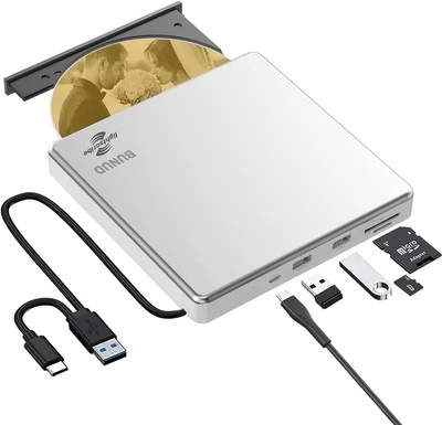 External CD DVD Drive LightScribe CD/DVD +/-RW Burner Player Writer Silver  - Image 1 of 4