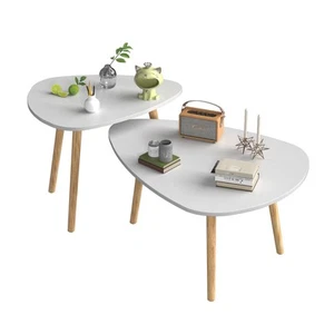 Coffee Table White Nesting Table Set of 2 End Table for Living Room,Triangle ... - Picture 1 of 9