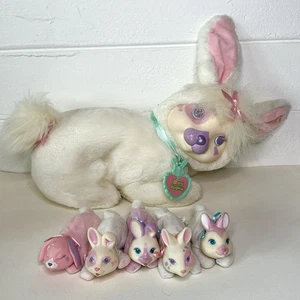 VTG 1992 Hasbro Bunny Surprise White Plush Mother Rabbit 5 Baby Rabbits Pups - Picture 1 of 12