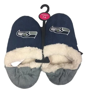 Seattle Seahawks Womens Team Color Knit Moccasin Slippers - Picture 1 of 1