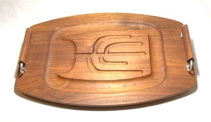 GLADMARK ~ PIATTO TRINCIATORE Early MCM in legno di teak con maniglie oscillanti ~ Burbank CA - Foto 1 di 7