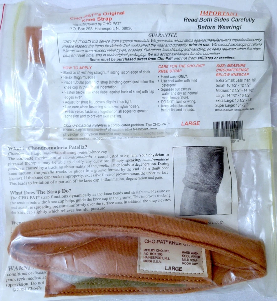 Cho-Pat Original Correa Soporte Rodillera Rótula - Beige Alivio del Dolor Corredor GRANDE Foto 1 de 1