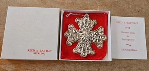 1974 Reed & Barton Sterlingsilber Weihnachtskreuz Ornament neuwertig in Box - Bild 1 von 5