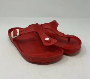 Birkenstock Sandals Gizeh Eva Red Womens EU 37 US 6 Slip On White Buckle - Picture 1 of 12