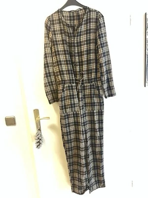 Zara Jumpsuit Overall Ausgefallen Kariert Braun Schwarz M 38 Neuwertig - Bild 1 von 4