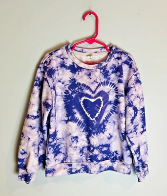 Suéter Shein Niñas Tie Dye Corazón Púrpura Manga Larga Pullover Talla 7Y Foto 1 de 4