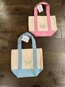 Trader Joe's Pastel Mini Canvas Tote Bags 2025 LIMITED EDITION NWT 2 Pack - Picture 1 of 6