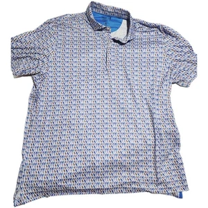Johnnie-O Performance Poloshirt Herren XL Kurzarm Blau All Over Print AOP - Bild 1 von 6