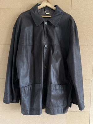 Brown Leather Chore Jacket XXL 2XL Workwear Blazer Button Up Made in Italy Men's - Image 1 of 4