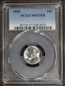 1955 (MS67FB) Roosevelt Silver Dime 10C PCGS - Near Top Pop - Picture 1 of 4