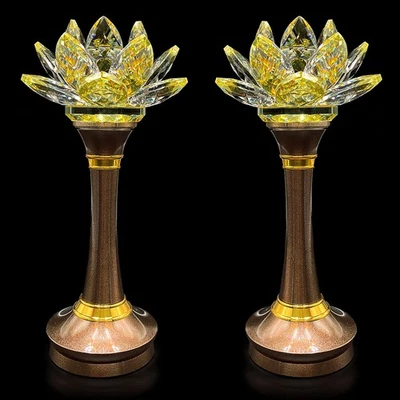 1 Pair Colorful LED Lotus Flower Lamp 7 Color Crystal Buddha Lamp for Cabinet... - Image 1 of 4