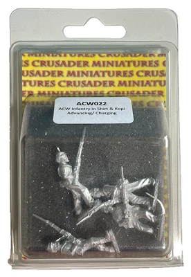 28mm American Civil War Infantry in Shirt & Kepi Adv/Charging (4) Free USA Ship - Image 1 of 2