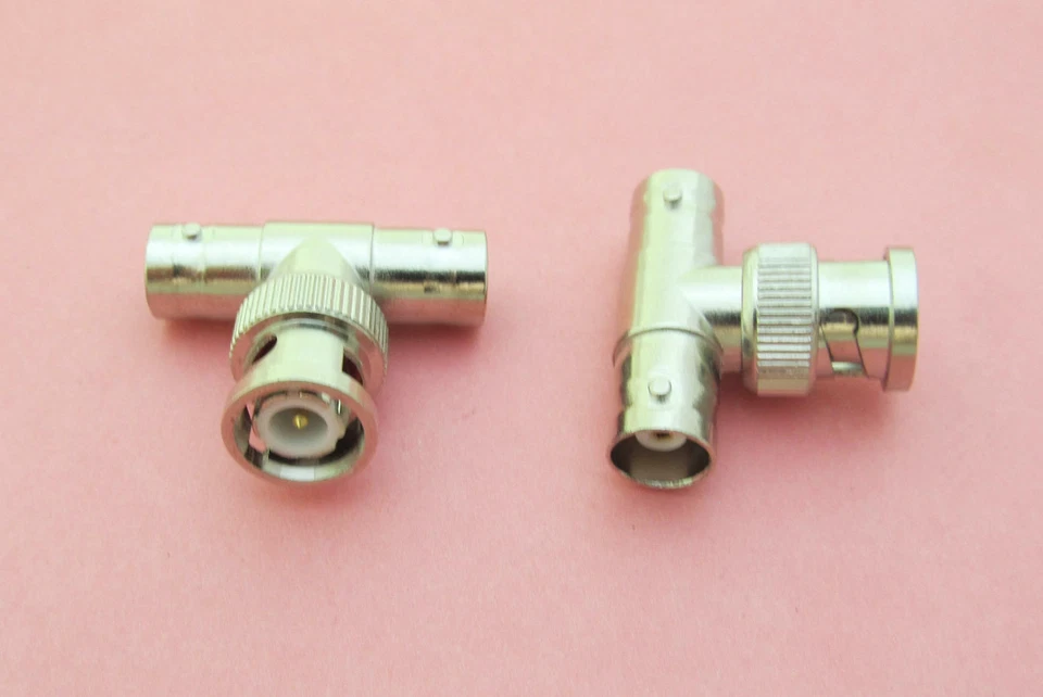 1pc T Shape BNC Male Plug to Double 2 BNC Female Splitter RF Adapter Connector - Image 1 of 1