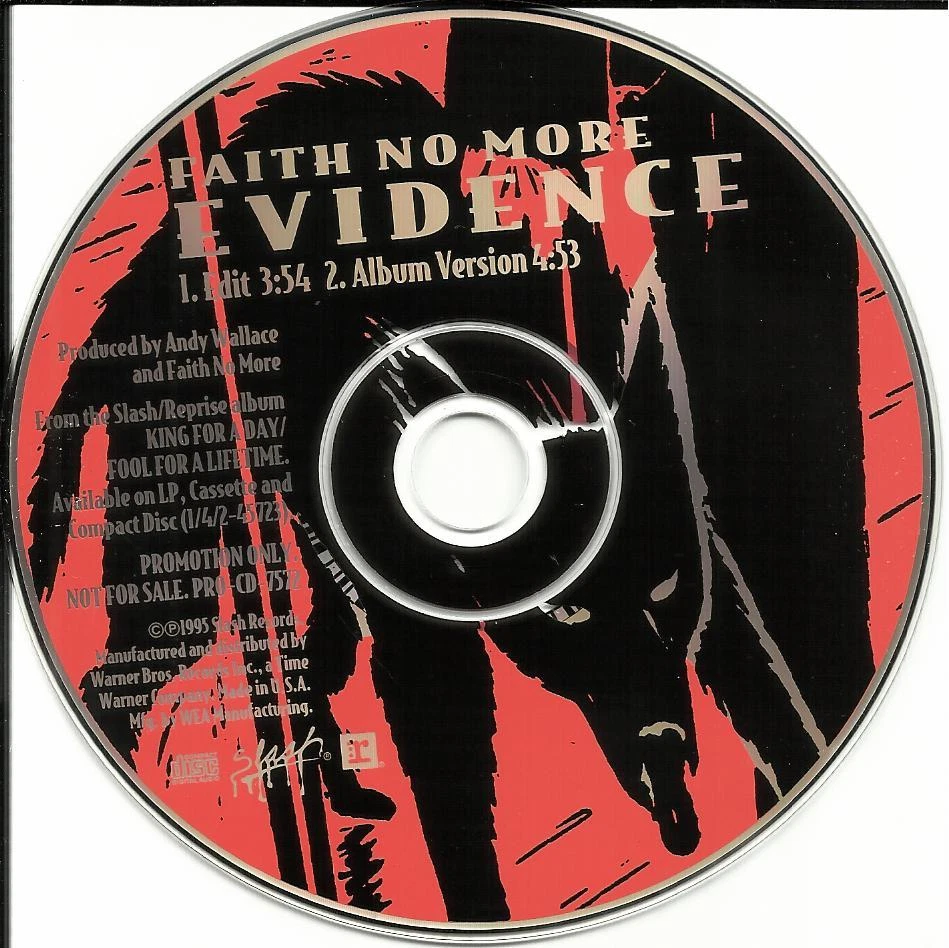 FAITH NO MORE Evidence w/ RARE EDIT PROMO Radio DJ CD single 1995 Mike Patton Foto 1 de 1