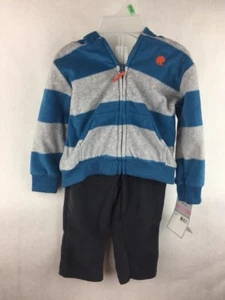 NWT Carter's 2 Piece Outfit Blue & Gray Stripe Jacket & Pants Size 9 Months - Picture 1 of 3