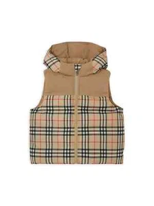 NEW BURBERRY Kids Reversible Check Puffer Gilet (12 Years) In Beige #DC184 - Picture 1 of 12