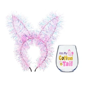 Easter Plastic Wine Tumbler with Pink Headband, 18 fl oz, by Way To Celebrate - Picture 1 of 5