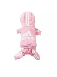 Adidog Pink Dog Hoodie 2 Legs Jumpsuit Puppy Hoodies Coat Sweatshirt Costume Med - Picture 1 of 13