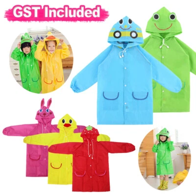 Toddler Girls Boys Cartoon Raincoat Rain Hooded Poncho Coat Kids Baby Outwear AU - image 1 of 4