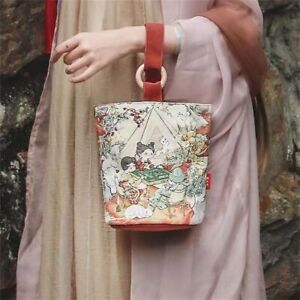 Retro Painting Handbags Canvas Small Bag Cute Purses  Women
